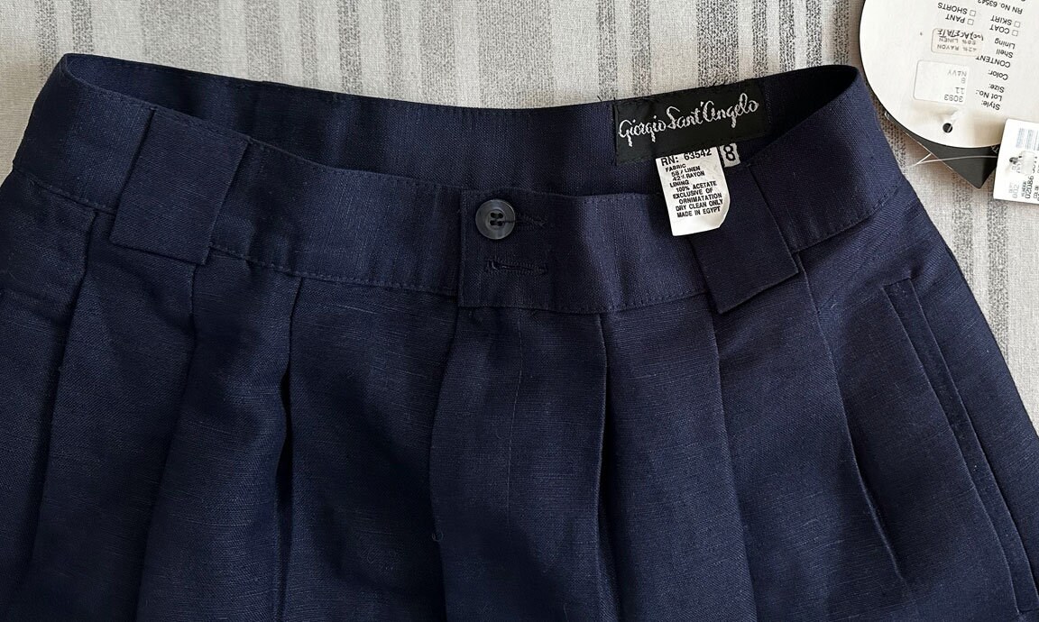 W/tags Giorgio Sant'angelo Linen Pants Trousers VINTAGE Dark