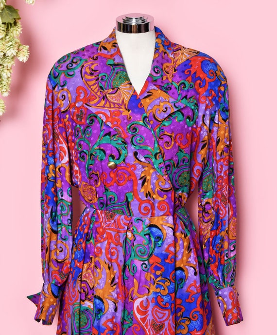 Adele Simpson Designer Dress, 80's Colorful Flora… - image 6