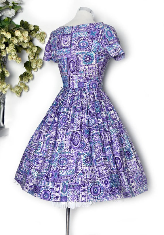 50's Purple Vintage Dress, Full Skirt, Designer D… - image 5