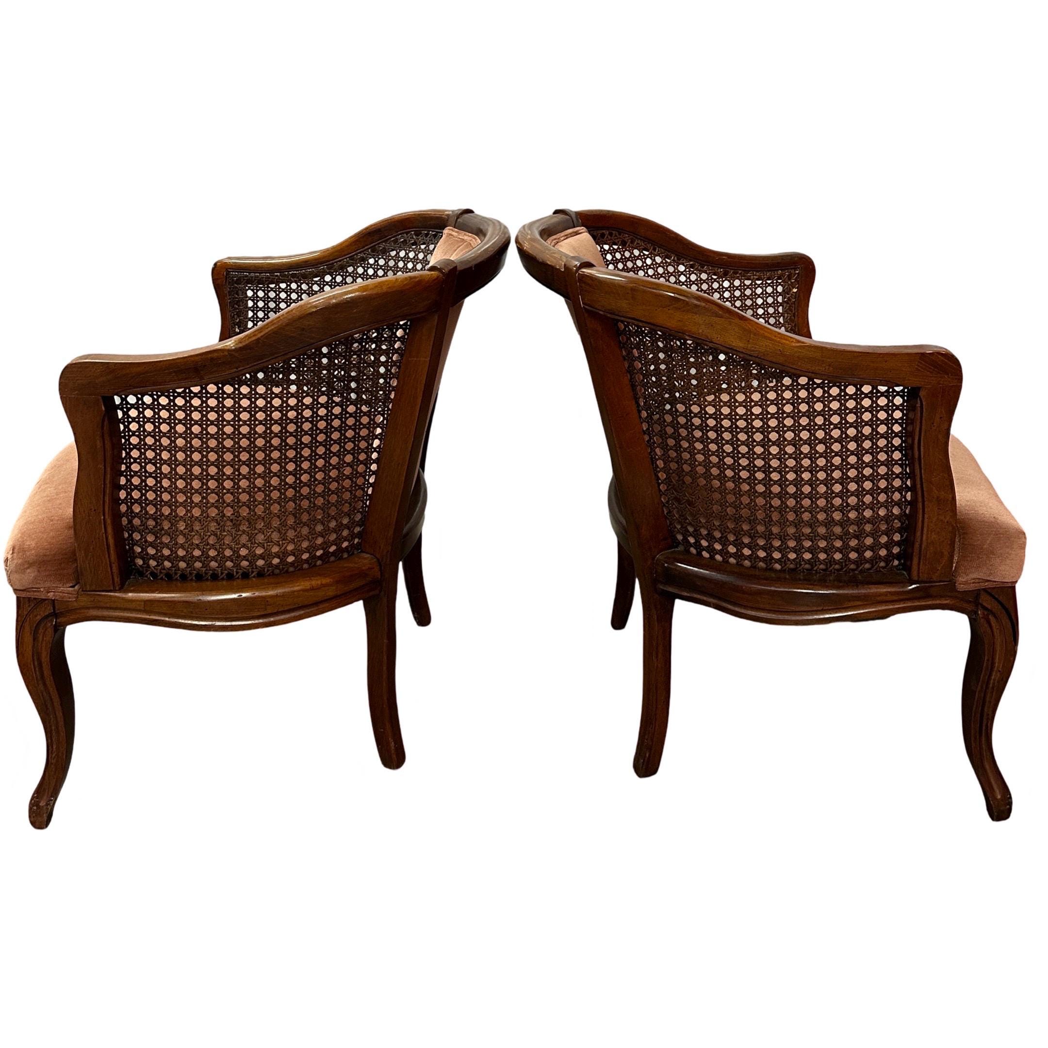 Vintage Hollywood Regency Cane Barrel Back Club Lounge Chairs a Pair - Etsy