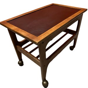 Vintage Walnut Rolling Serving Bar Trolley Cart, Mid Century Modern 60s 70s