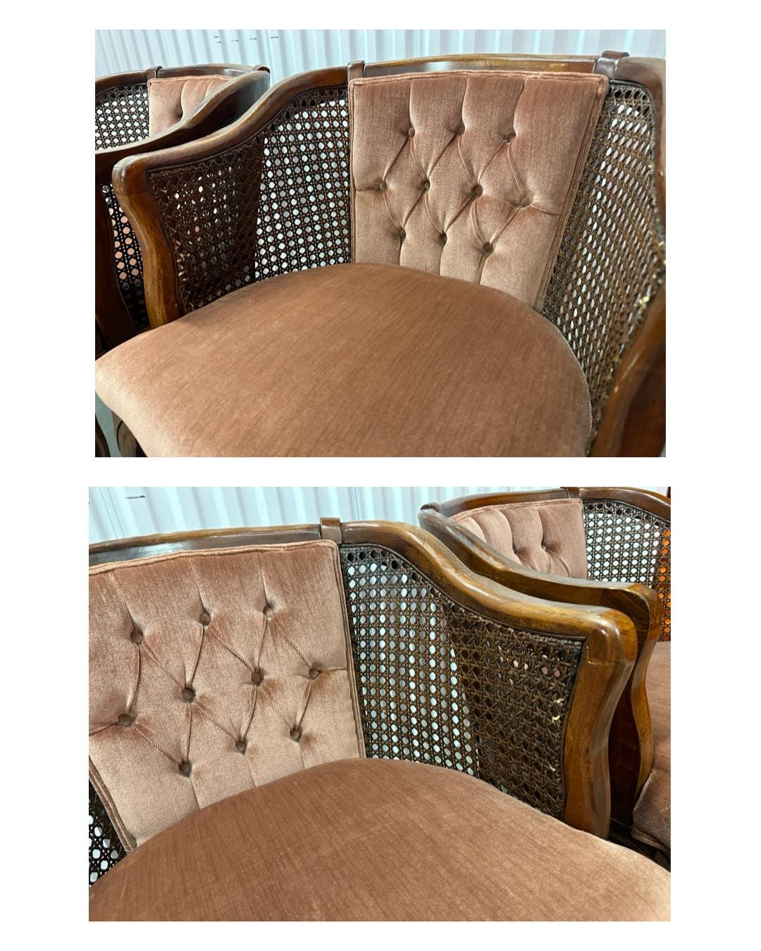 Vintage Hollywood Regency Cane Barrel Back Club Lounge Chairs a Pair - Etsy