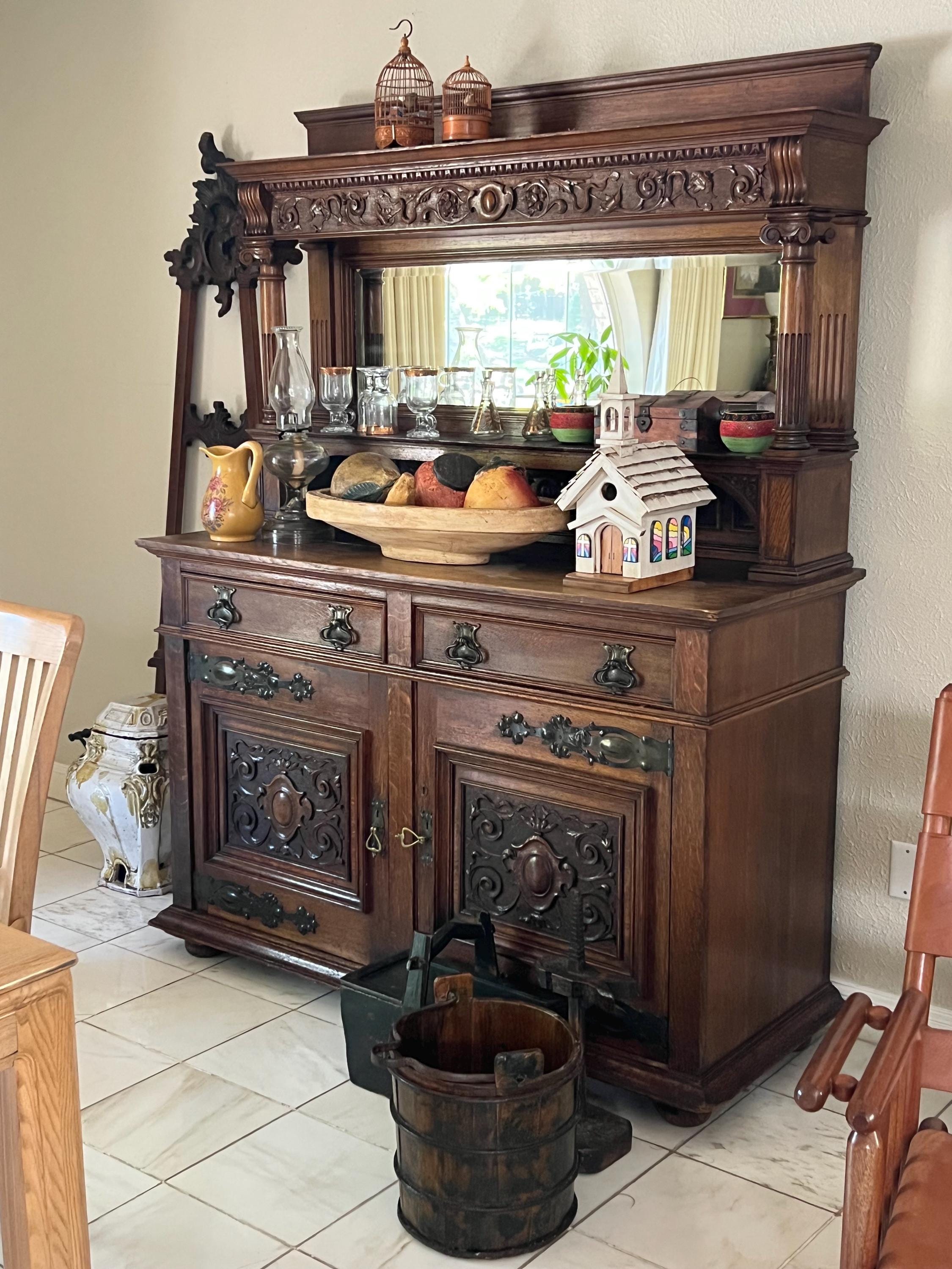 Antique Sideboard With Mirror