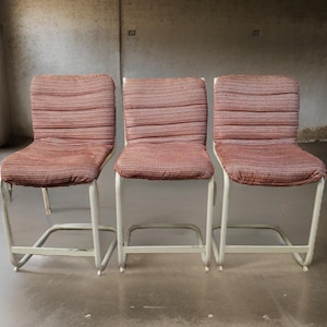 Vintage Set of 3 MCM Mid-Century Modern Bar Stool Chairs Bauhaus era