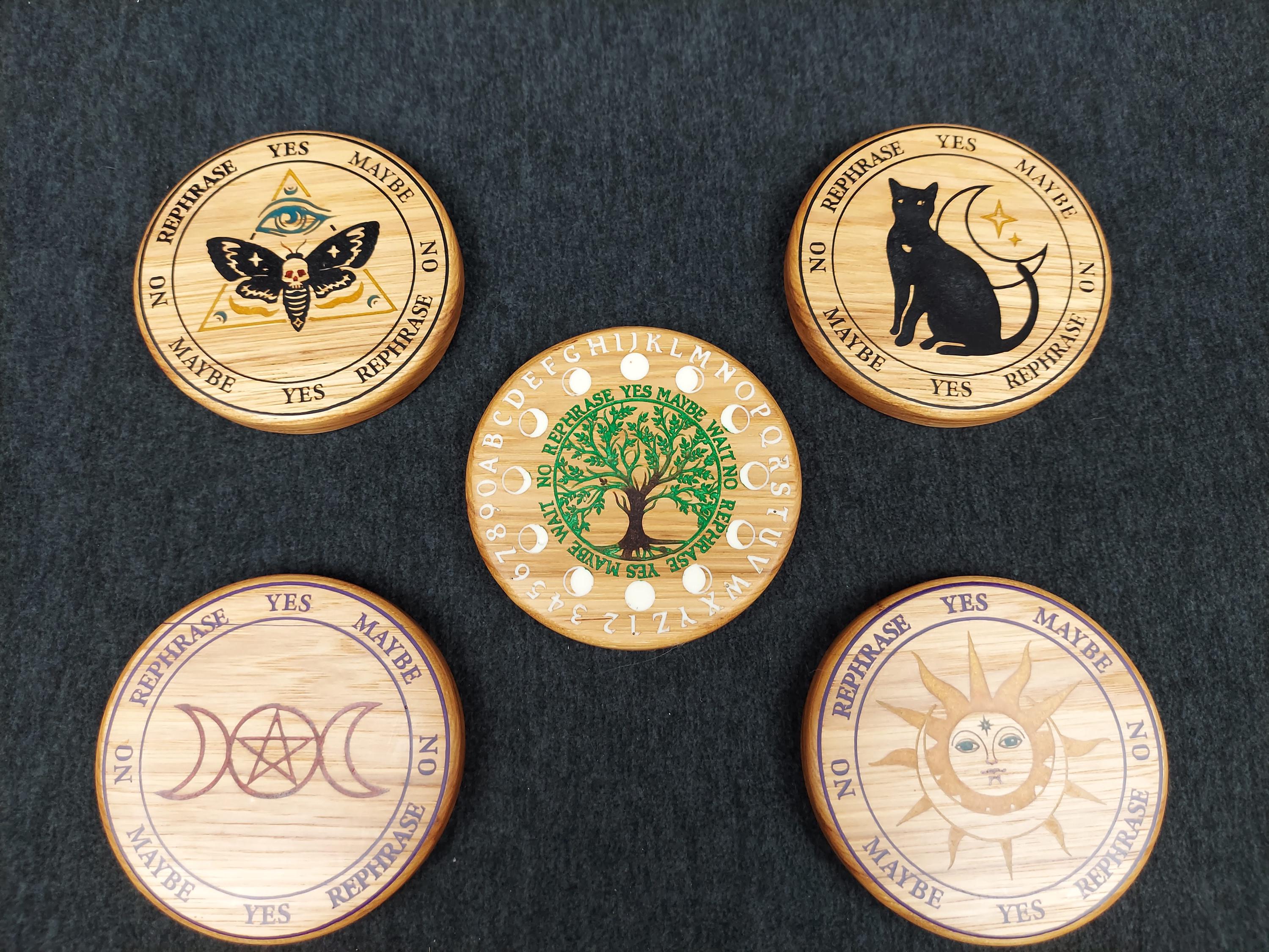 Pendulum Board, Spirit/Talking Board, in Hickory and hand poured resin  highlights. (Free Crystal Pendant included)