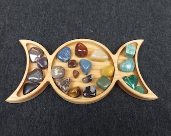 Moon Phase Crystal Tray crafted from Solid Hickory Wood. (Crystals not included)