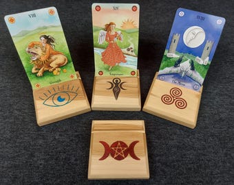Single Card Tarot Pull Holder, in Hickory with hand poured  resin inlay. (Cards NOT included)