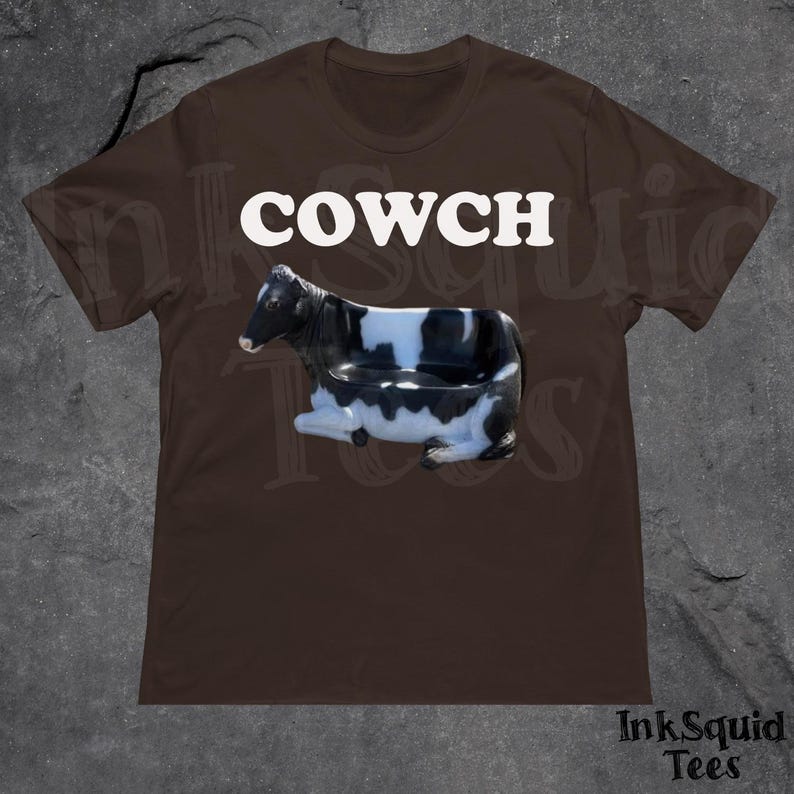 Unhinged Cowch Meme Shirt, Funny Cursed Graphic Shirt, Absurd Shirt, Brainrot Shirt, Cow Meme Tee, Ironic Shirt, Silly Tee, Weridcore Shirt