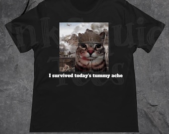 Funny Tummy Ache Survivor T-Shirt, Kidcore shirts, Meme shirts, cursed shirts, unhinged graphic t shirts, Oddly specific shirts, Cute gifts