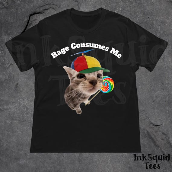 Rage Consumes Me Funny Cat Meme T-Shirt, Funny Unhinged Kitty Tee, BrainRot Shirt, Cursed Dark Humor Shirt, Sarcastic Cat Lover Gift