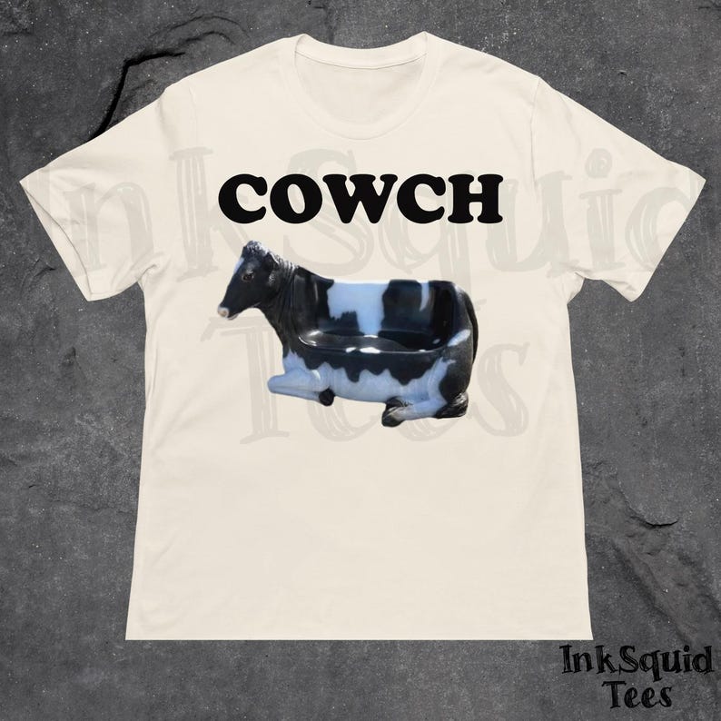 Unhinged Cowch Meme Shirt, Funny Cursed Graphic Shirt, Absurd Shirt, Brainrot Shirt, Cow Meme Tee, Ironic Shirt, Silly Tee, Weridcore Shirt