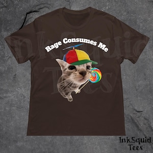 Rage Consumes Me Funny Cat Meme T-Shirt, Funny Unhinged Kitty Tee, BrainRot Shirt, Cursed Dark Humor Shirt, Sarcastic Cat Lover Gift