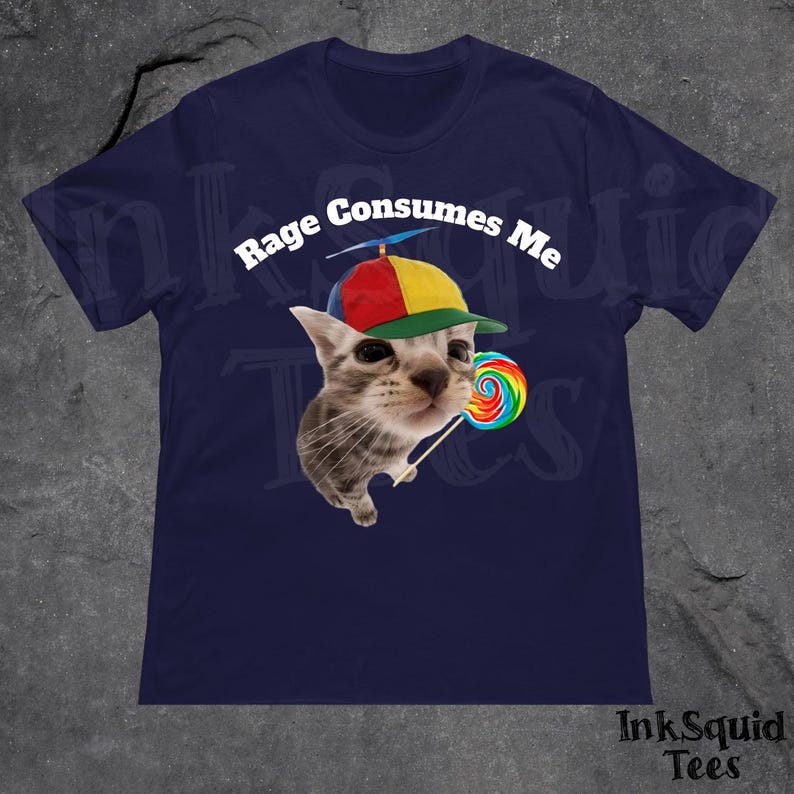 Rage Consumes Me Funny Cat Meme T-Shirt, Funny Unhinged Kitty Tee, BrainRot Shirt, Cursed Dark Humor Shirt, Sarcastic Cat Lover Gift