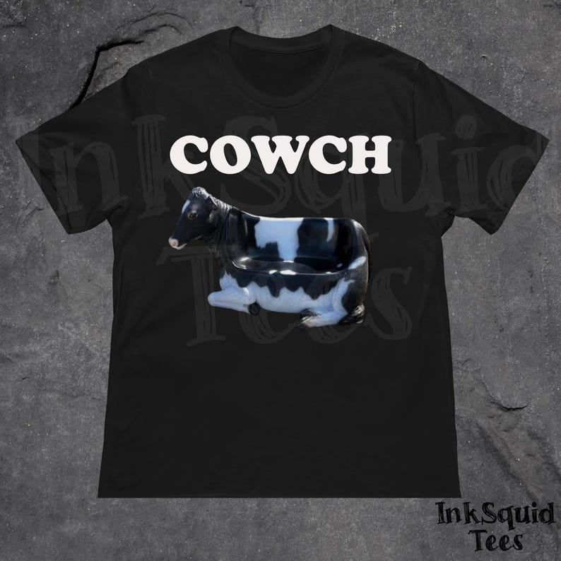 Unhinged Cowch Meme Shirt, Funny Cursed Graphic Shirt, Absurd Shirt, Brainrot Shirt, Cow Meme Tee, Ironic Shirt, Silly Tee, Weridcore Shirt