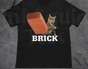 Funny Cat Throwing Brick T-shirt, Meme Shirt, Silly Cats Tee, Unhinged Clothes, Brainrot Shirts, Cat Lover Gifts, Stupid Gifts, Weird Tshirt