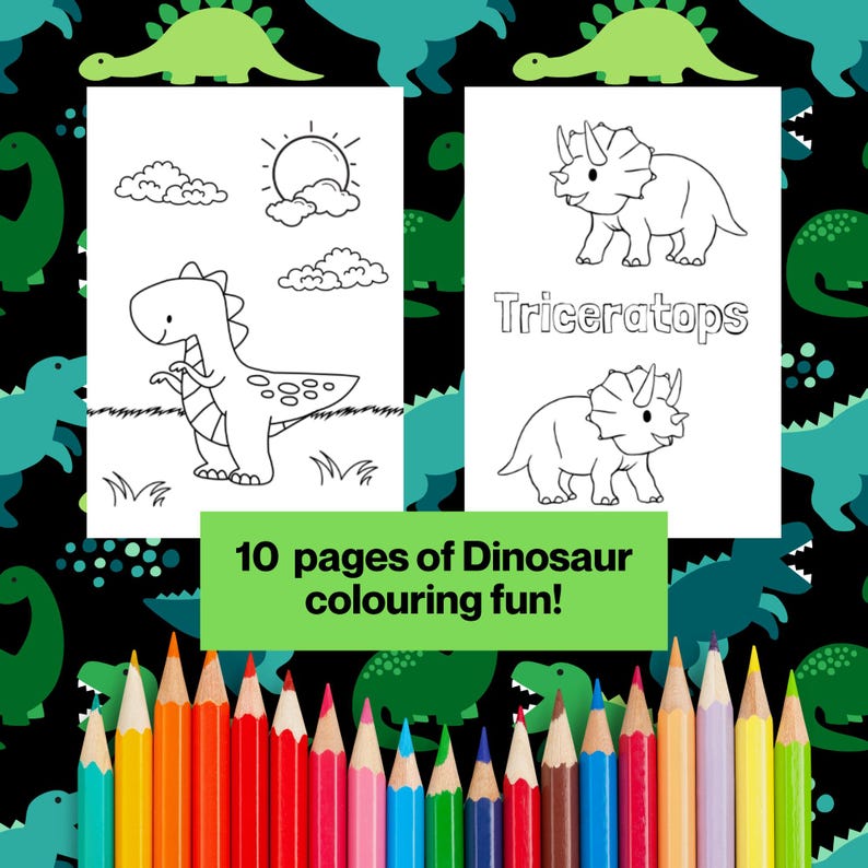 10 Dinosaur Coloring Pages for Kids, Coloring Pages for Toddlers ...