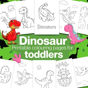 20 Easy Dinosaur Coloring pages for toddlers, Simple coloring pages for kids, Dinosaur coloring book, homeschool printables, colouring pages