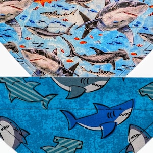 Dog cat bandana with realistic out cartoon sharks