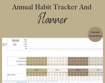 Annual Habit Tracker And Planner Google Sheets Spreadsheet