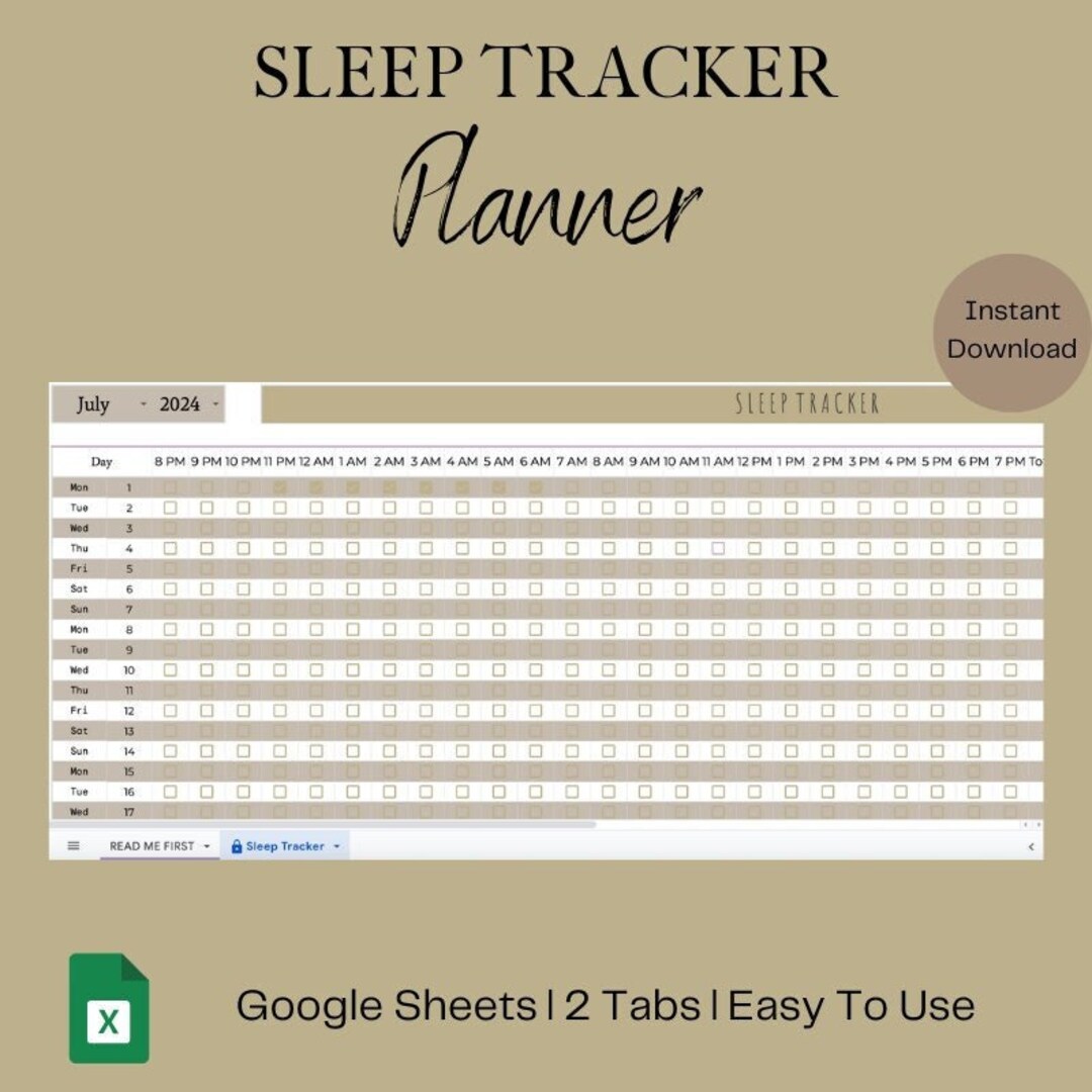 Sleep Tracker Google Sheets Spreadsheet - Etsy