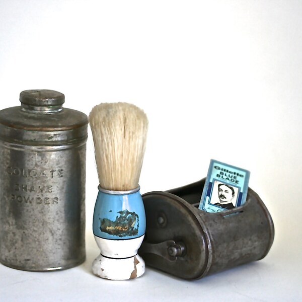 Close Shave, Valentine - Vintage Shaving Supplies, Shaving Brush, Razor Shapener, Man, Masculine