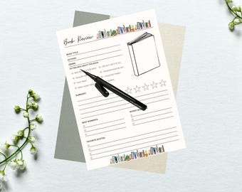Printable Book Review Template: Reading Tracker & Journal (Digital Download)