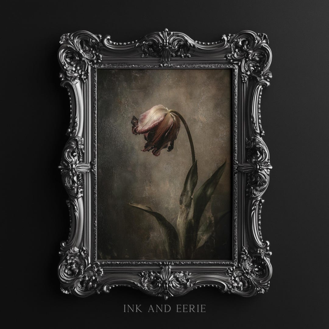 Moody Tulip Art Print, Dark Cottagecore Wall Art, Floral Wall Decor ...