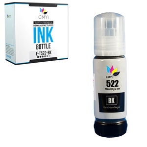 Botellas de tinta de repuesto compatibles con CMYi Epson 522 para EcoTank et-2400 et-2720 et-2800 et-2803 et-2840 et-4700 et-4800 et-4810 1 Black