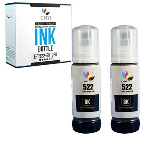 Botellas de tinta de repuesto compatibles con CMYi Epson 522 para EcoTank et-2400 et-2720 et-2800 et-2803 et-2840 et-4700 et-4800 et-4810 2 Black