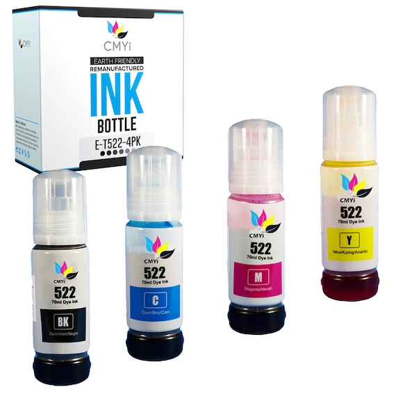 CMYi Compatible Epson 522 Refill Ink Bottles for EcoTank et-2400 et-2720 et-2800 et-2803 et-2840 et-4700 et-4800 et-4810