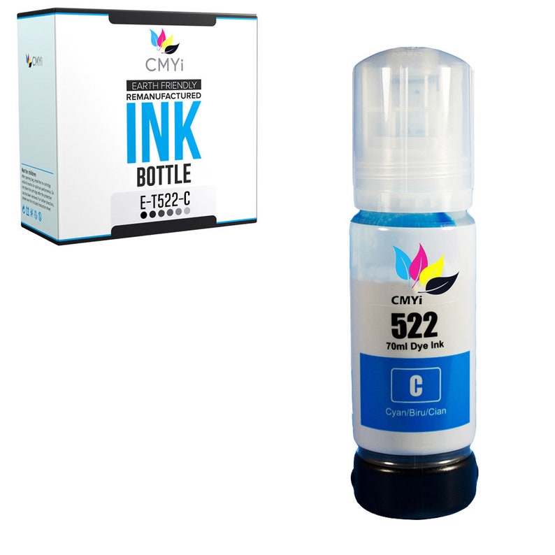 Botellas de tinta de repuesto compatibles con CMYi Epson 522 para EcoTank et-2400 et-2720 et-2800 et-2803 et-2840 et-4700 et-4800 et-4810 1 Cyan