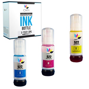 Botellas de tinta de repuesto compatibles con CMYi Epson 522 para EcoTank et-2400 et-2720 et-2800 et-2803 et-2840 et-4700 et-4800 et-4810 1 C + 1 M + 1 Y