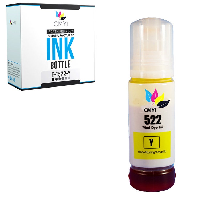 Botellas de tinta de repuesto compatibles con CMYi Epson 522 para EcoTank et-2400 et-2720 et-2800 et-2803 et-2840 et-4700 et-4800 et-4810 1 Yellow