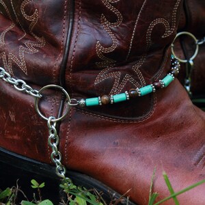 Bijoux pour bottes de cowboy oeil de tigre véritable et howlite turquoise image 2