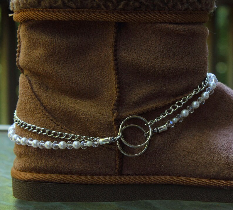 Swarovski Crystal & Pearl Ankle Jewelry Boot Chains for Ugg Style Boot ...