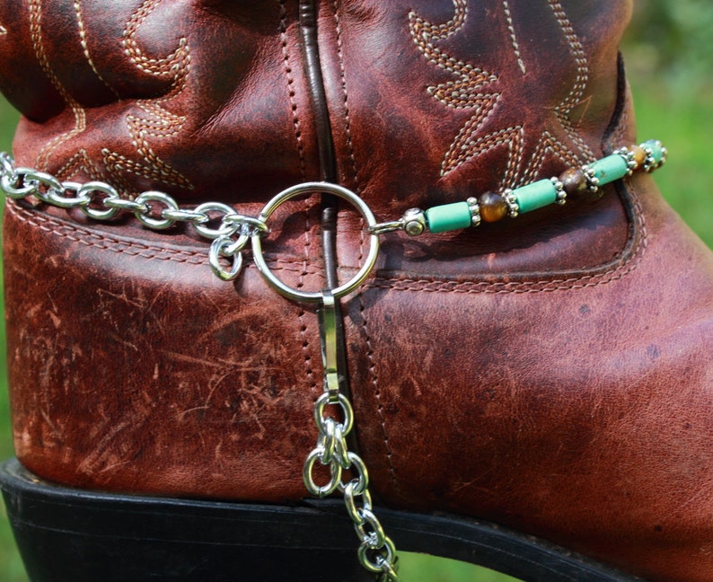 Genuine Tigers Eye and Turquoise Howlite Cowboy Bootchains Boot Jewelry image 5