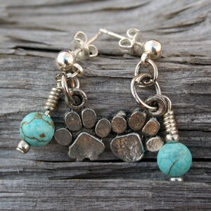 Paw Print and Gemstone Earrings