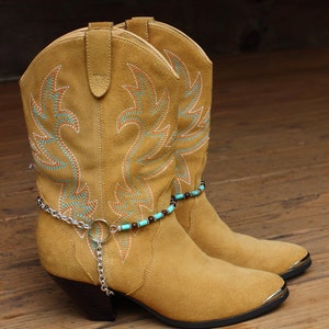 Genuine Tigers Eye and Turquoise Howlite Cowboy Bootchains Boot Jewelry image 3