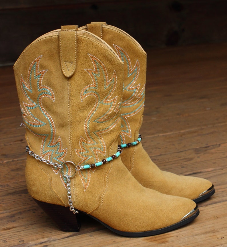 Genuine Tigers Eye and Turquoise Howlite Cowboy Bootchains Boot Jewelry image 3