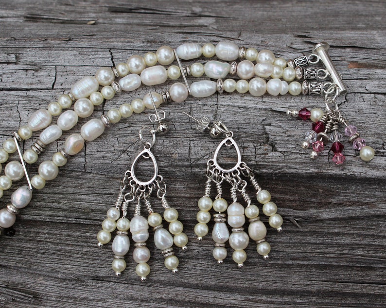 Fresh Water Pearl Chandelier Bridal Earrings image 2