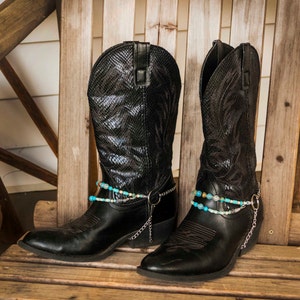 Adjustable Boot Chain Cowboy Boot Jewelry with Silver, Fire Agate, Aqua Terra Jasper, Turquoise and Bone