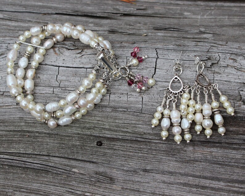 Fresh Water Pearl Chandelier Bridal Earrings image 5