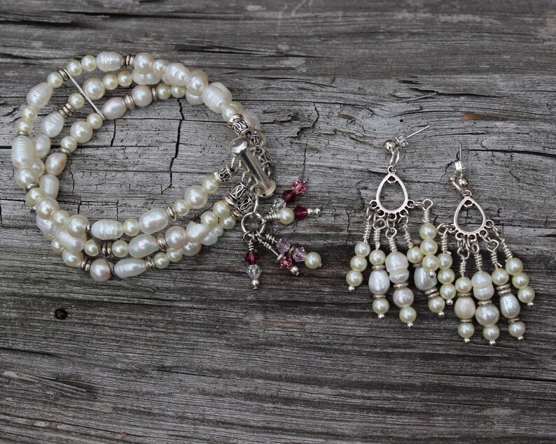 Fresh Water Pearl Chandelier Bridal Earrings image 3