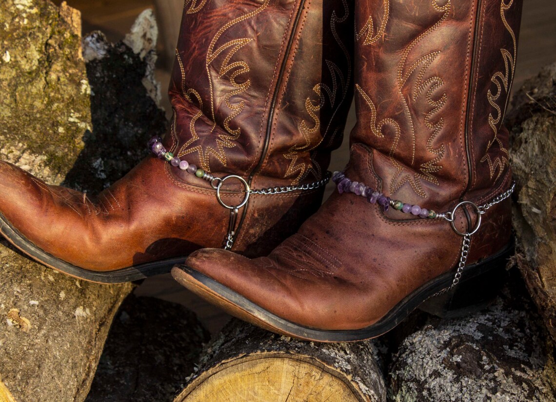 Amethyst Nugget and Aquaterra Western Boot Chain Boot Jewelry Etsy