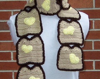 CROCHET Toast with Butter Hearts Scarf PATTERN