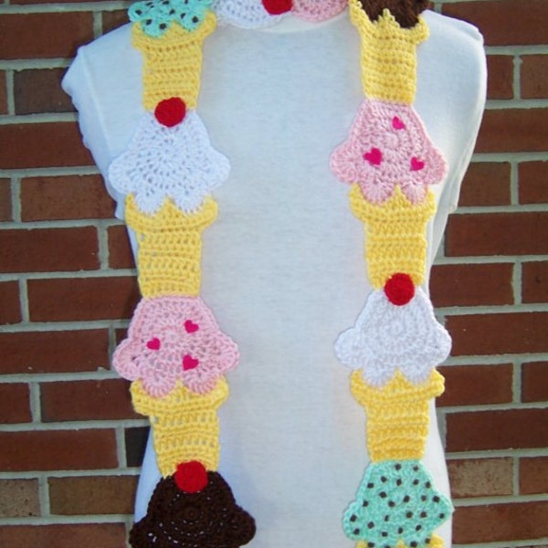 CROCHET Ice Cream Cone Scarf PATTERN