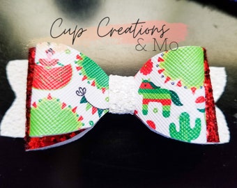 Cinco de Mayo faux leather bow straw topper|Starbucks Venti Cold cup|Straw topper|Red, Green, White faux leather