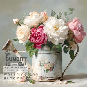 Shabby Chic Gieter Bloemen | Afdrukbare aquarel clipart | Hoge kwaliteit JPG's | Digitale download | Papiermodellen | Commercieel gebruik