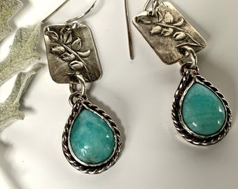 Amazonite and Leaves Nature Lover Earring