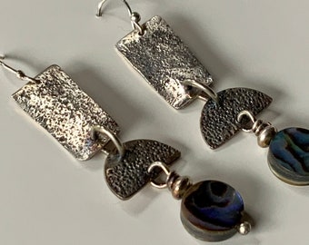 Beach Sand Texture Dangle Sterling Silver Earrings